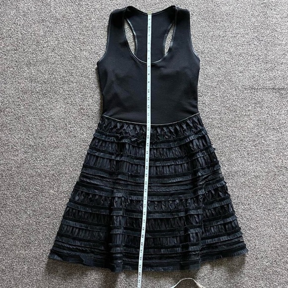 Black Jumper Dress with Lace Pattern Detail A-Line Skirt Bottom Womens Small - Picture 11 of 11